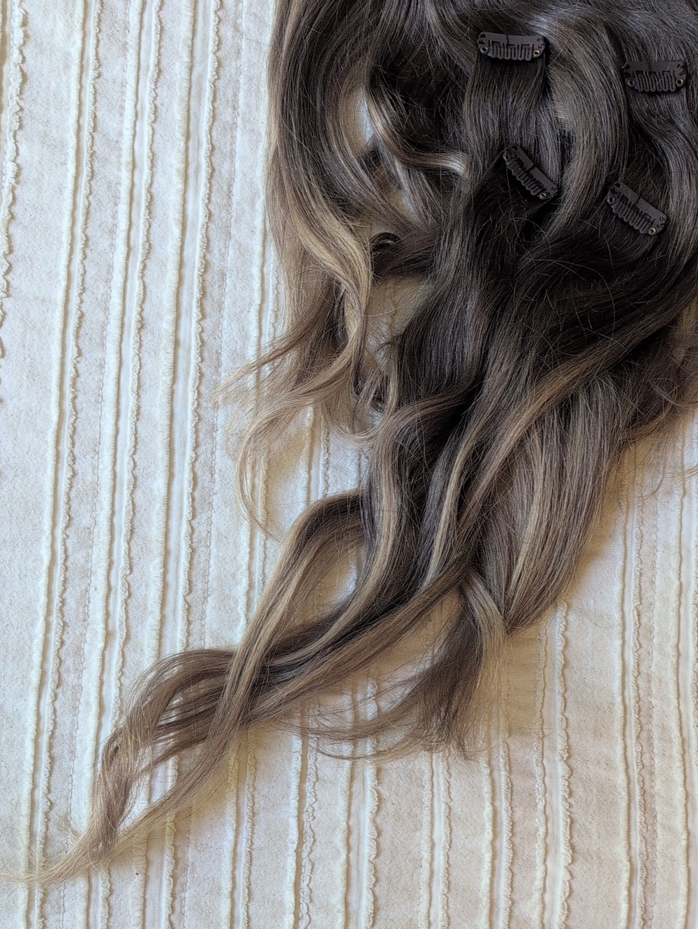 16 Inch Luxy "Seamless" Human Hair Clip In Extensions✨Ash Brown To Blonde✨ - Picture 2 of 4